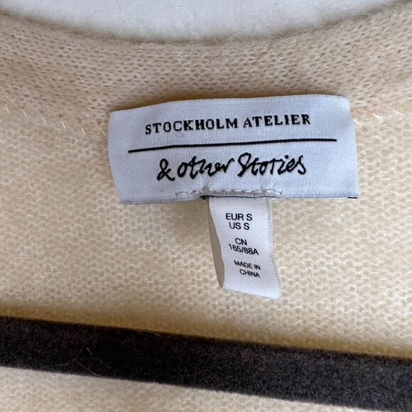 & Other Stories Colorful Color Block Striped Open Cardigan Sweater Small Mohair - Picture 2 of 5